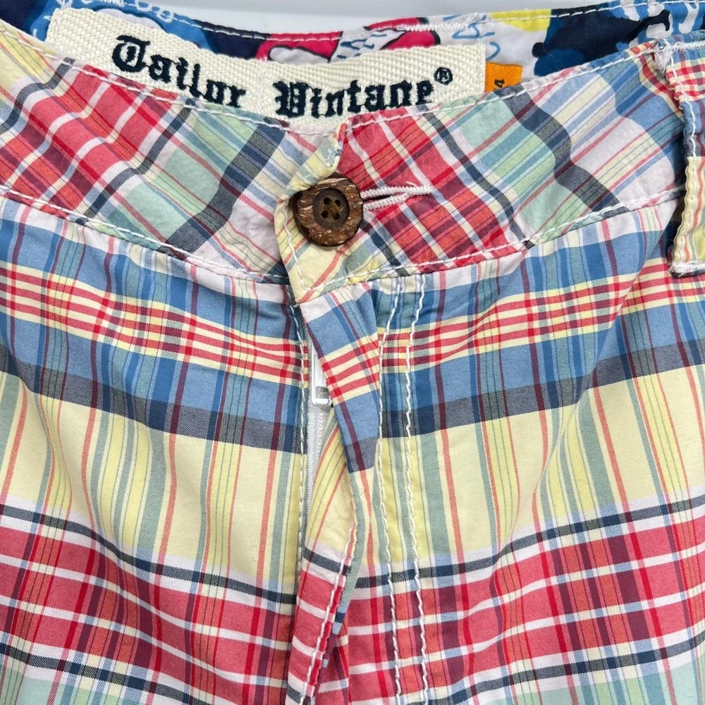 Tailor Vintage 34 Plaid Shorts Mens Multicolor Nylon Quick Dry Madras Big Island